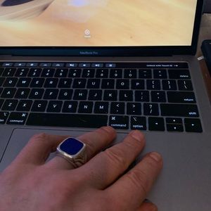 JOHN VARVATOS BLUE LAPIS RING STERLING SILVER